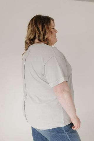 Crew Neck Rolled Cuff Thermal Tee – Pearl Grey - Love Marlow
