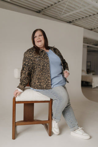 Crew Neck Rolled Cuff Thermal Tee – Sky Blue - Love Marlow