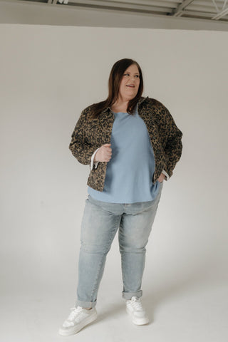 Crew Neck Rolled Cuff Thermal Tee – Sky Blue - Love Marlow