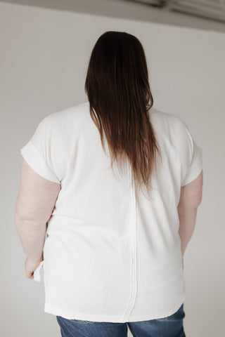 Crew Neck Thermal Dolman Tee with Front Pocket – Sun Kissed Ecru - Love Marlow