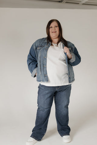 Crew Neck Thermal Dolman Tee with Front Pocket – Sun Kissed Ecru - Love Marlow