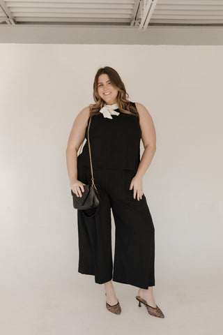 Crinkle Chiffon Wide Leg Pants – Plus Size Flowing Pants Black / 3x