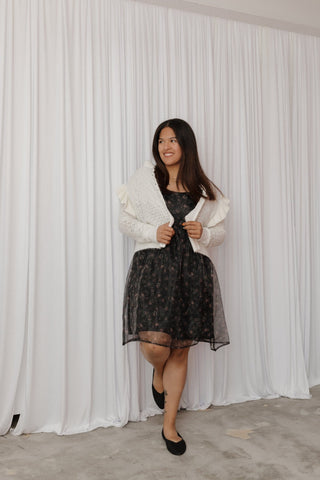 CROCHET CARDIGAN WITH RUFFLE SLEEVES - Love Marlow