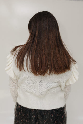 CROCHET CARDIGAN WITH RUFFLE SLEEVES - Love Marlow