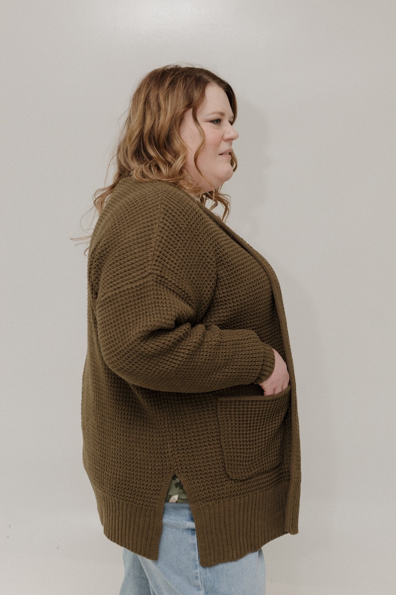 CROCHET KNIT OPEN FRONT CARDIGAN – ANTIQUE MOSS - Love Marlow