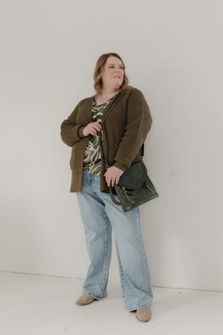 CROCHET KNIT OPEN FRONT CARDIGAN – ANTIQUE MOSS - Love Marlow