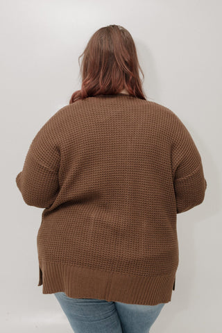 CROCHET KNIT OPEN FRONT CARDIGAN – BARK - Love Marlow