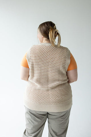 CROCHET KNIT SWEATER VEST IN CREAM - Love Marlow