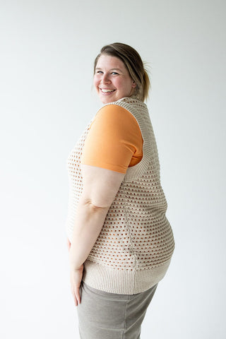 CROCHET KNIT SWEATER VEST IN CREAM - Love Marlow