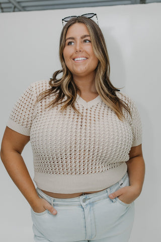 CROCHET PULLOVER WITH COLLAR DETAIL - Love Marlow