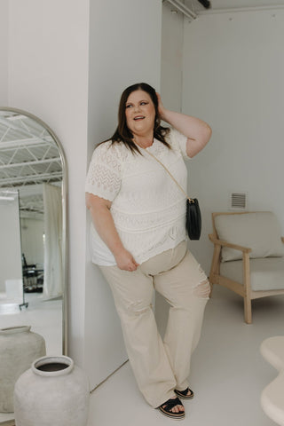 CROCHET SHORT SLEEVE SWEATER - Love Marlow