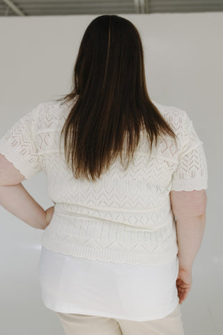 CROCHET SHORT SLEEVE SWEATER - Love Marlow