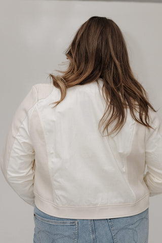 Cropped Faux Leather Moto Jacket – Cream - Love Marlow