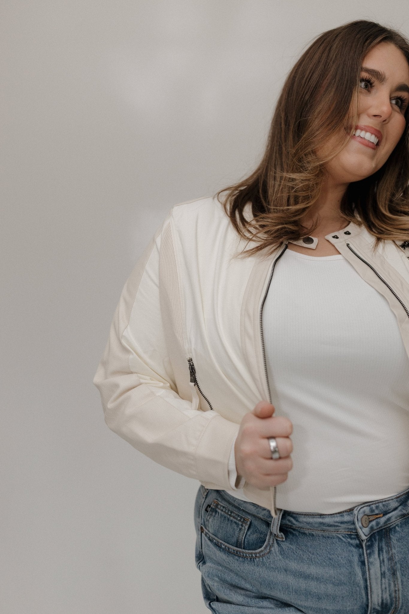 Cropped Faux Leather Moto Jacket – Cream - Love Marlow