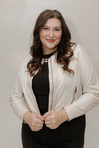 Cropped Faux Leather Moto Jacket – Cream - Love Marlow