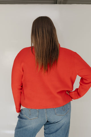 CROPPED KNIT JACKET IN RED - Love Marlow