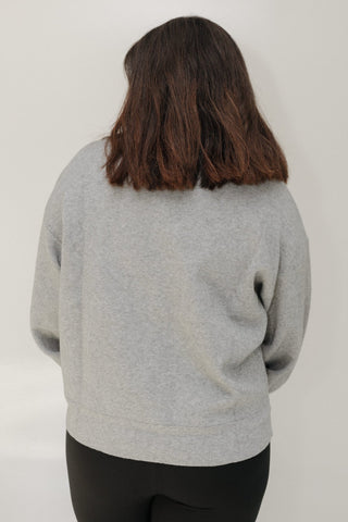 CROPPED KNIT PUFF SLEEVE JACKET IN GREY - Love Marlow