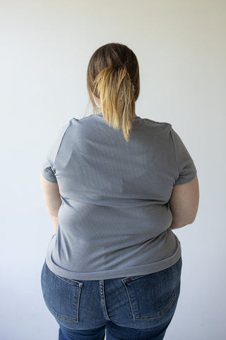 CROPPED SHORT SLEEVE RIBBED TEE IN SANTORINI BLUE - Love Marlow