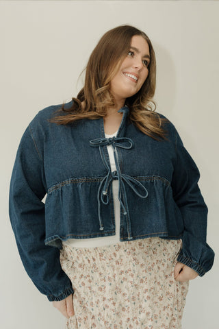 Cropped Tie - Front Denim Top – Dark Wash - Love Marlow