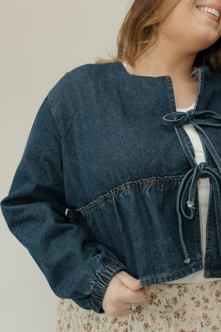 Cropped Tie - Front Denim Top – Dark Wash - Love Marlow