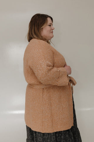 CUFFED AND BELTED CARDIGAN IN DUSTY TERRACOTTA - 20 - Love Marlow