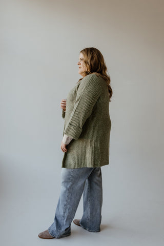 CUFFED AND BELTED CARDIGAN IN FROSTED MOSS - 12 - Love Marlow