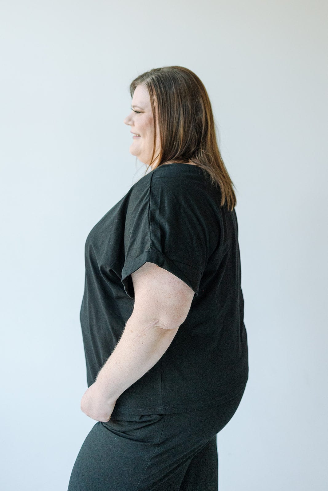 CUFFED LOUNGE SHIRT IN BLACK - Love Marlow