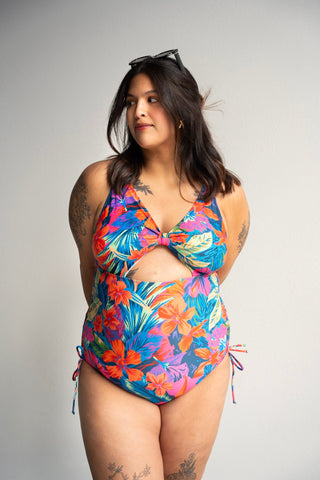 Cut - Out One - Piece Bikini – Papaya Bloom - Love Marlow