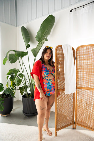 Cut - Out One - Piece Bikini – Papaya Bloom - Love Marlow