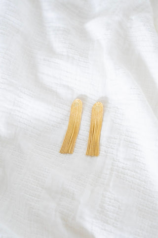 Dahlia Dazzling Tassel Earrings – Waterproof in Gold - Love Marlow