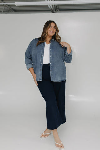 DENIM SHIRT WITH ENAMEL SNAPS - Love Marlow