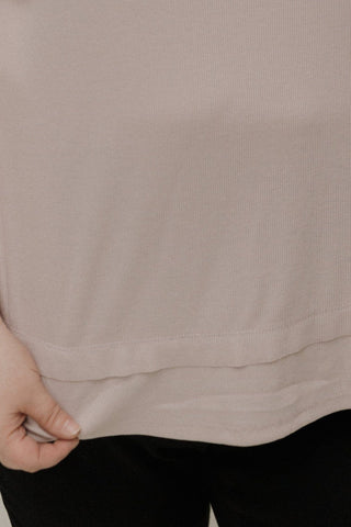 DOUBLE HEM RAW EDGE RIBBED TANK IN PEARL - Love Marlow