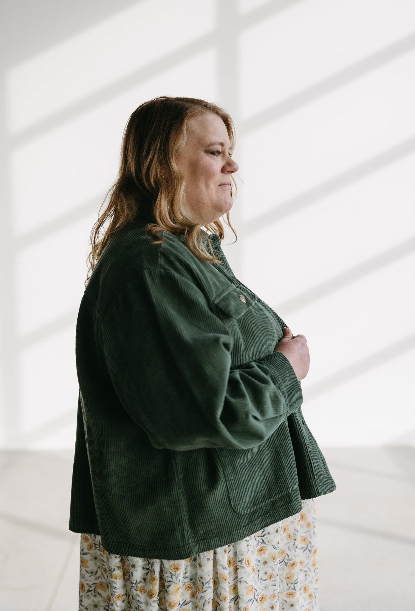 DOUBLE POCKET CORDUROY JACKET IN LODEN - Love Marlow