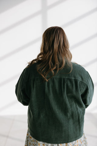 DOUBLE POCKET CORDUROY JACKET IN LODEN - Love Marlow