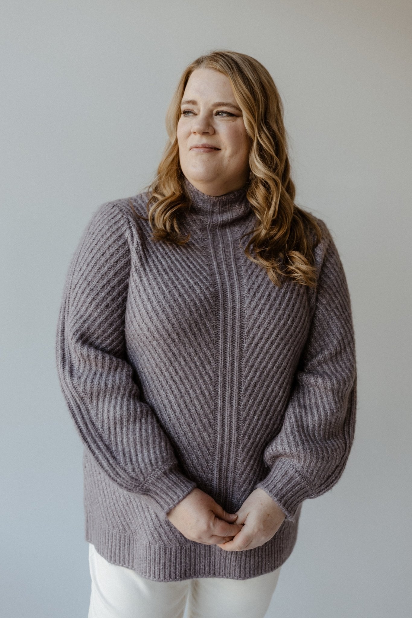 DRAPE NECK CABLE KNIT SWEATER - 12 - Love Marlow