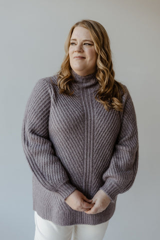 DRAPE NECK CABLE KNIT SWEATER - 12 - Love Marlow