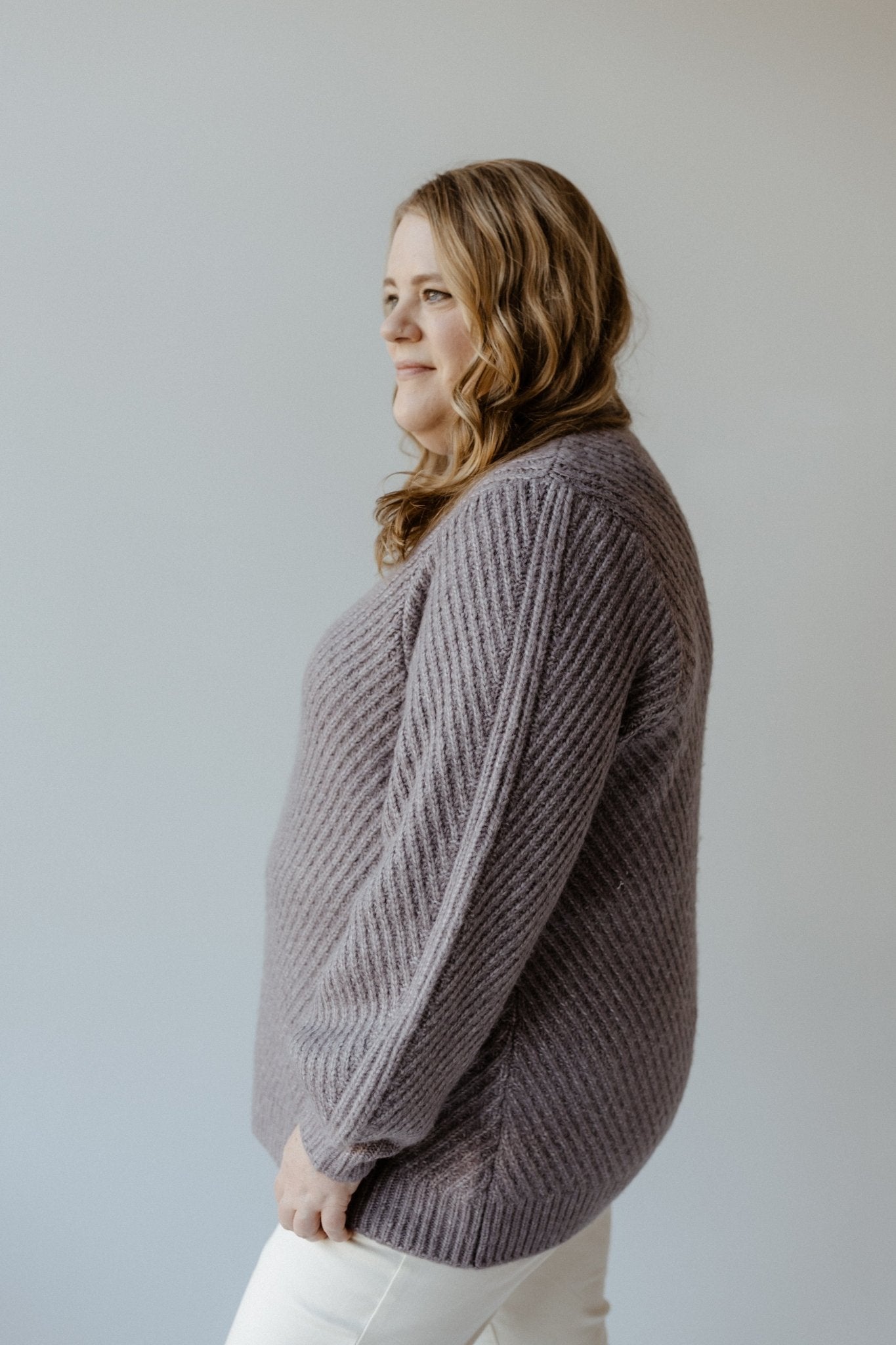 DRAPE NECK CABLE KNIT SWEATER - 12 - Love Marlow