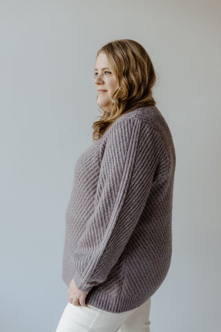 DRAPE NECK CABLE KNIT SWEATER - 12 - Love Marlow