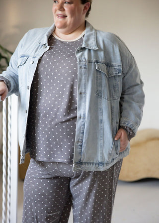Dusted Truffle Polka Dot Reverse Stitch Pullover - Love Marlow