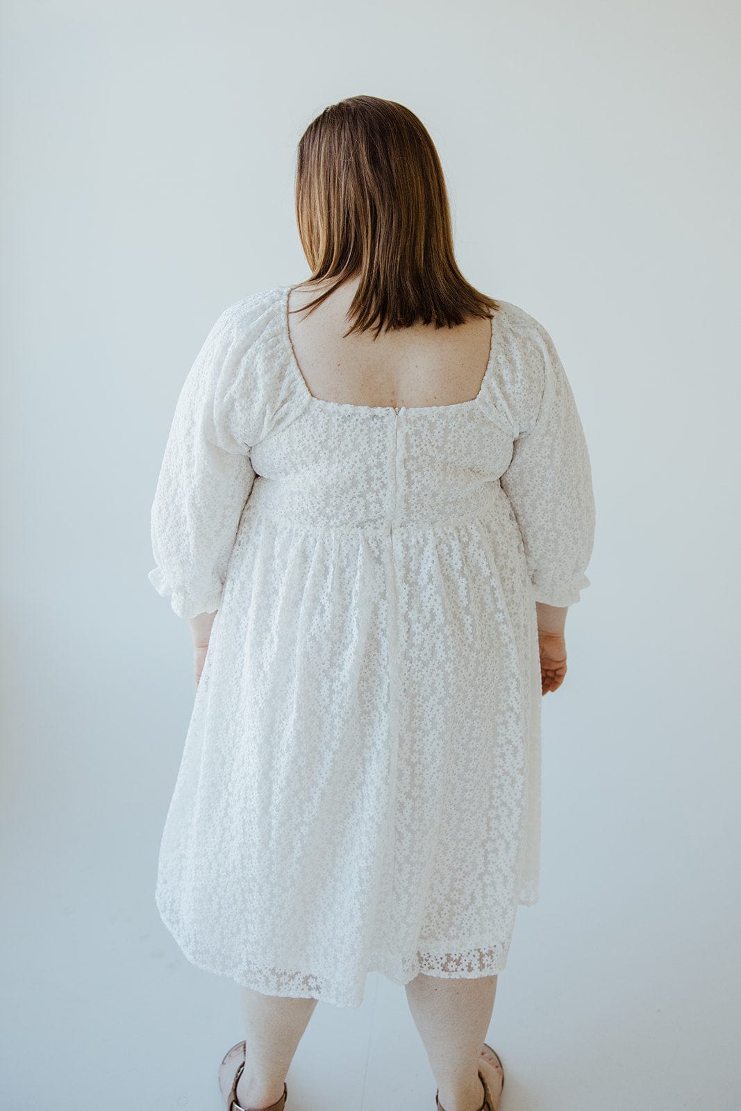 EMBROIDERED BOHO BABYDOLL DRESS 2x / Powder EMBROIDERED BOHO BABYDOLL DRESS 2x / Powder