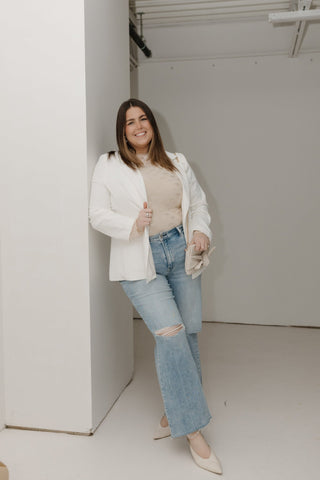 Embroidered Bow Sheer Mesh Turtleneck – Cream Elegance - Love Marlow