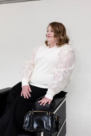 Embroidered Lace Knit Sweater – Summer Ecru - Love Marlow