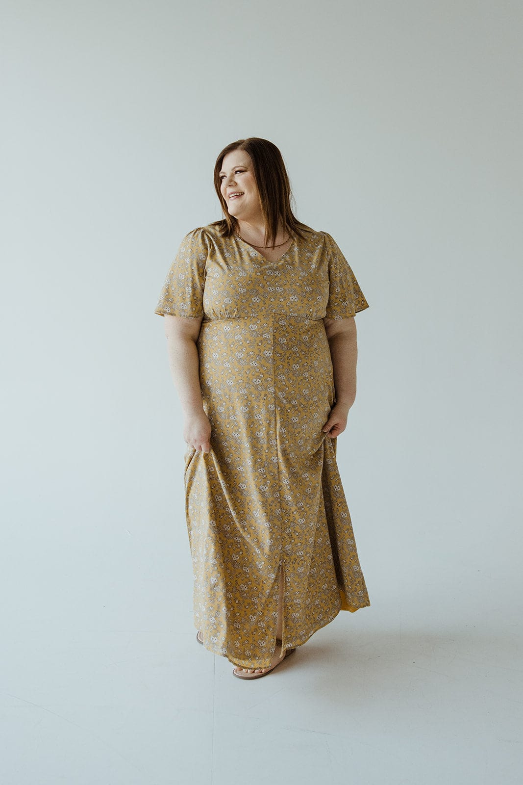 EMPIRE WAIST FLUTTER SLEEVE FLORAL DRESS IN DANDELION - Love Marlow