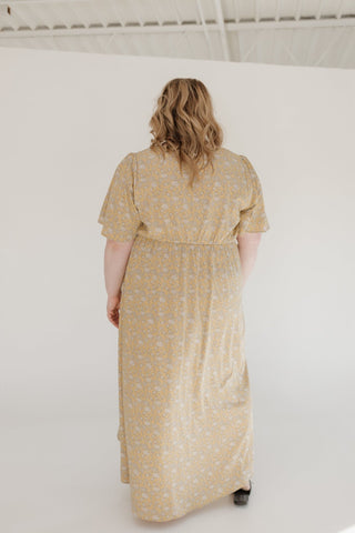EMPIRE WAIST FLUTTER SLEEVE FLORAL DRESS IN DANDELION - Love Marlow