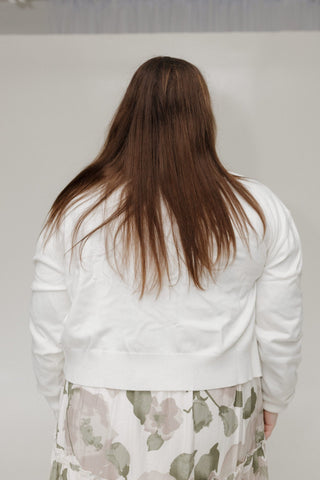 ESSENTIAL BUTTON FRONT CARDIGAN IN WINTER ECRU - Love Marlow