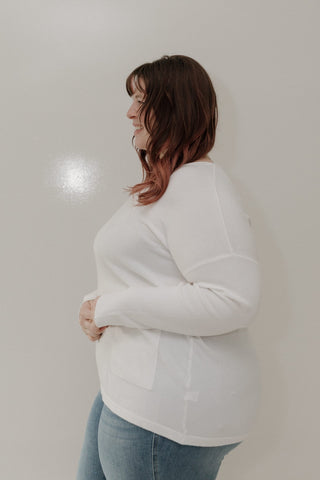 ESSENTIAL CREW NECK SWEATER WITH POCKETS – OFF - WHITE - Love Marlow