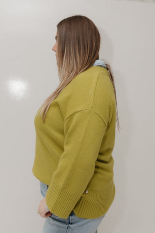 ESSENTIAL DOLMAN V - NECK SWEATER – OLIVE LEAF - Love Marlow