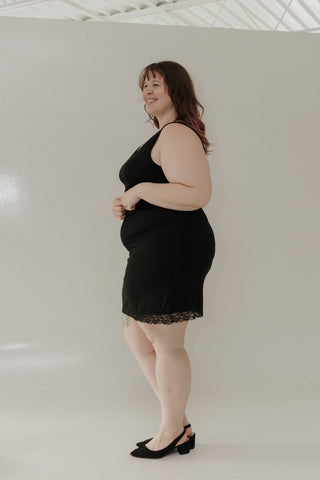 Essential Lace Trim Tank Dress – Black - Love Marlow