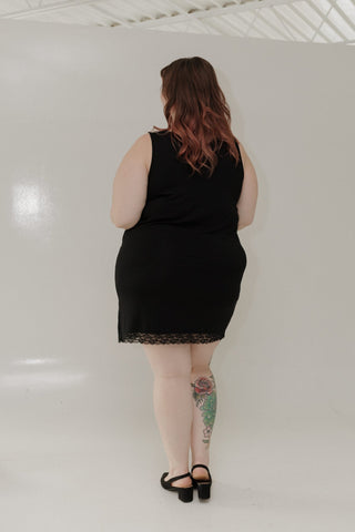 Essential Lace Trim Tank Dress – Black - Love Marlow