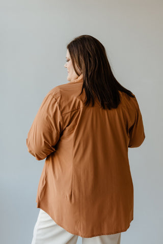 ESSENTIAL LIGHTWEIGHT BUTTON - UP IN ROASTED CINNAMON - Love Marlow